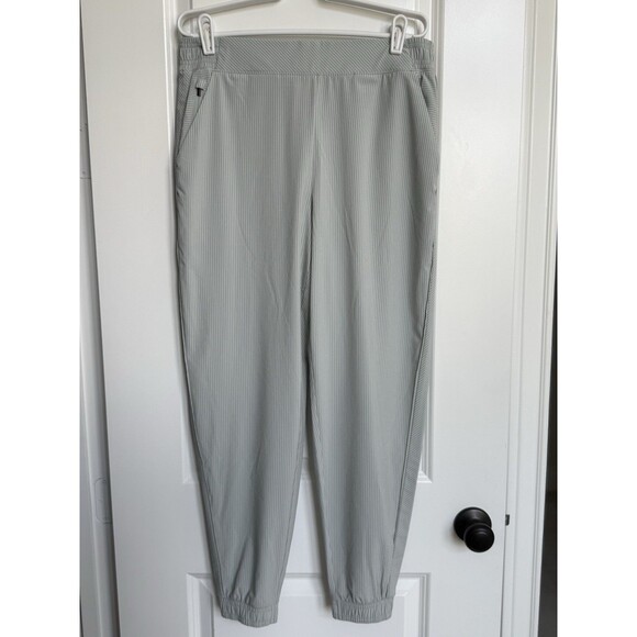 ATHLETA Brooklyn Jogger Women 12 Sage Green Stripe Lightweight Performance Daily - Picture 4 of 10